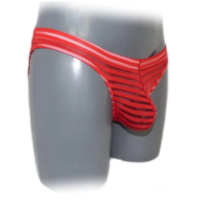 Produktbild von Transparente Herrenslips aus 100% Polyester in Rot, Größe M