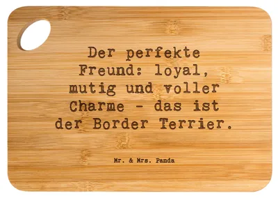 Produktbild von Mr. & Mrs. Panda Frühstücksbrett Spruch Border Terrier Freund - Transparent - Geschenk, Hundeliebhaber, lebhafte Hunde, Holzbrett, Hunderassen Eigenschaften, vesperbrett