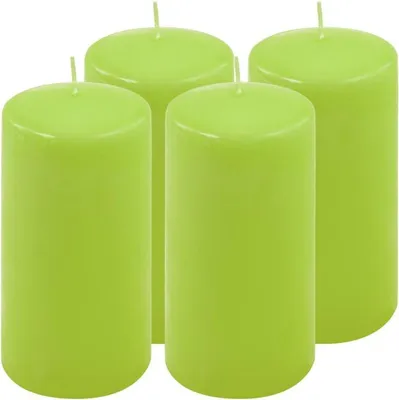 Zdjęcie produktu dla Zestaw świec słupkowych, 15 cm, Ø 7,5 cm, jasnozielony, 4szt