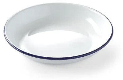 Produktbild von 12x Emaillie Teller tief, weiß blau Ø 20 cm