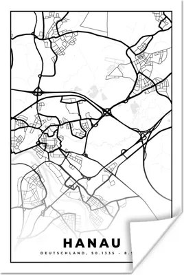 Obrázok produktu pre MuchoWow® Plagát - Mapa mesta - Mapa - Hanau - Mapa - 120x180
