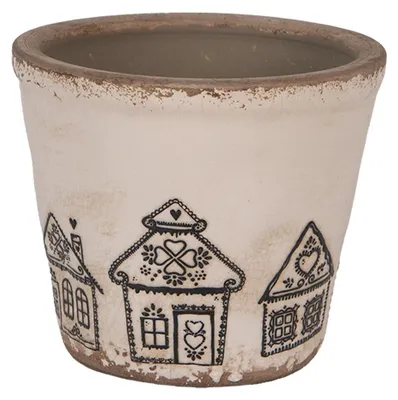 Produktbild von Clayre & Eef Blumentopf Ø 12x11 cm Beige Keramik Lebkuchenhaus
