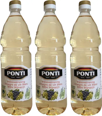 Produktbild von Weißweinessig PONTI (3 X 1000ml) in PET Flasche - Aceto di Vino Classico Bianco