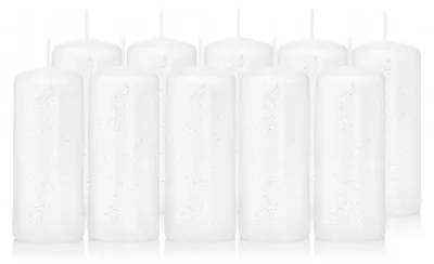 Produktbild von Drobo Walzenkerzen Weiß Set 10 cm 10 Stück