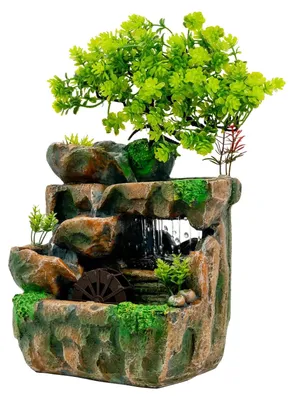 Image de Fontaine d'intérieur, cascade éclairée par LED, décoration intérieure, vert