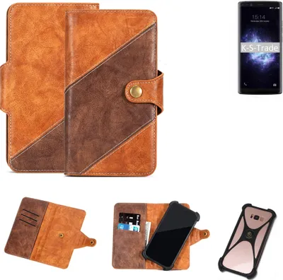 Produktbild von K-S-Trade Handy-Hülle Schutz-Hülle Bookstyle Case Wallet-Case kompatibel mit Doogee Mix 2 Handy Cover Bumper Kantenschutz Smartphone dunkelbraun