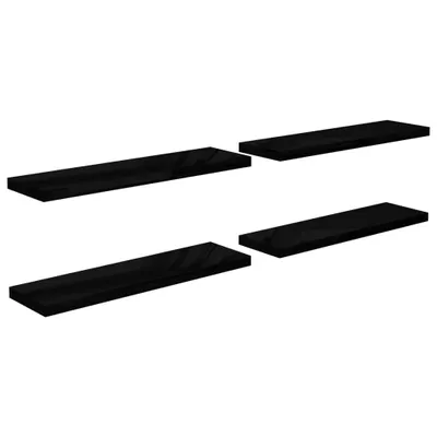 Image de vidaXL Étagères murales flottantes 4 pcs. Noir brillant 90x23,5x3,8cm MDF