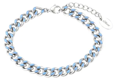 Produktbild von s.Oliver Damen Armband Panzer 2037973 Edelstahl Emaille blau