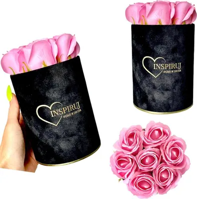 Image de Flowerbox Inspiruj - Boîte noire avec des roses de savon - No 9 Pink