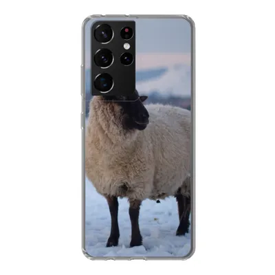 Produktbild von MuchoWow® Handyhülle Schutzhülle Hülle für Samsung Galaxy S21 Ultra Schaf - Schnee - Berg Silikon Softcase Handy Hülle - Mobiltelefon
