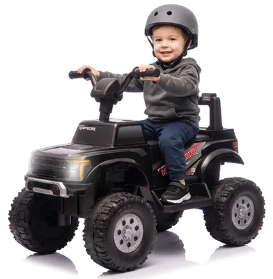 Image de Voiture électrique pour enfants Ford Raptor F150, véhicule électrique pour enfants, batterie 12V, véhicule tout-terrain, couleur noire, marque Sun Baby