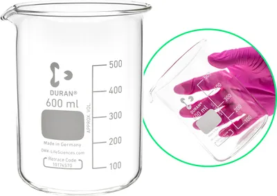 Obrázok produktu pre Laboratórna kadička DURAN 600 ml nízka s výlevkou BORO 3.3 sklo