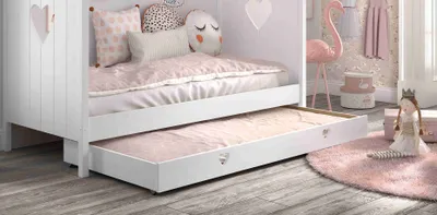 Produktbild von Vipack Bettschublade zu Hausbett Amori, Innenmaß 90 190 cm, auf Rollen, Ausf. Kiefer
