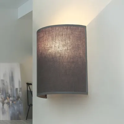 Produktbild von Wandleuchte Grau Stoff Schirm E27 indirektes Licht Up Down Wandlampe innen Schlafzimmer Wohnzimmer Flur