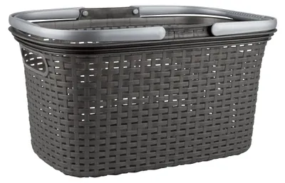 Produktbild von Einkaufskorb mit Griffen/Rattan-Design 43x28x23 cm EUROHOME® – aus Kunststoff, 43x28,5x23,5cm – für jede Einkaufstour