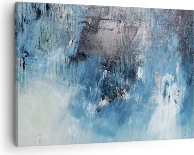 Produktbild von Bild auf Leinwand - Leinwandbild - Einteilig - Abstraktion Blau Schwarz - 70x50cm - Wand Bild - Wanddeko - Wandbilder - Leinwanddruck - Bilder - Wanddekoration - Leinwand bilder - AA70x50-4155