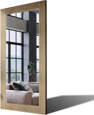 Produktbild von 70x110 Rechteckig Rustikale Wandspiegel mit Rahmen massivholz Eichenholz Vertikal | Individuell Spiegel Nach Maß | PLDR224 Oak Classic Glatte Oberfläche