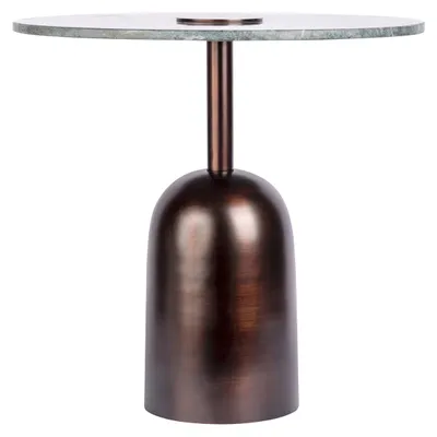 Image de Table d'appoint ronde Padiro, diamètre 47 x 47 cm - Vert - Style moderne, Art déco et glamour - Motifs de marbre - Structure en acier inoxydable