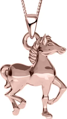 Produktbild von Damen Mädchen Pferde 45cm Halskette mit Anhänger echt 925 Sterling Silber Kette Damenkette Kinder Kinderkette Rosegold A117+Org