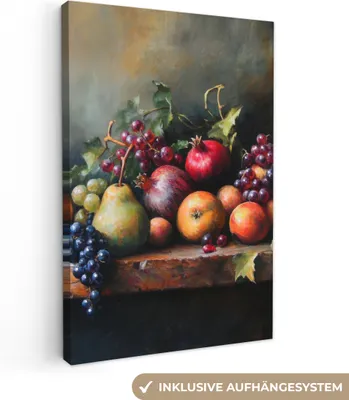 Produktbild von Wanddeko 80x120 cm - Stilleben - Früchtetisch, Leinwand Bilder Wohnzimmer
