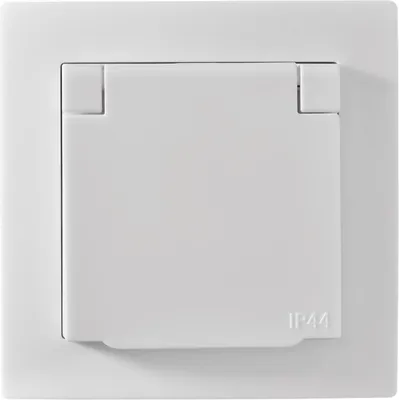 Produktbild von Schutzkontakt-Steckdose McPower "Flair", 250V/16A, UP, Klappdeckel, IP44, weiß, matt