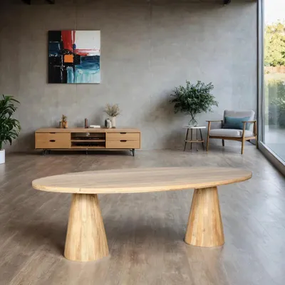 Produktbild von Zita Home, ovaler Esstisch, Doppelsäulenfüße, 260 cm, natur, Mangoholz