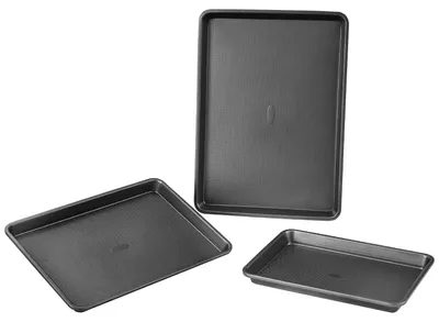 Produktbild von Backformen-Set 3-tlg. antihaftbeschichtete Kochgeschirrplatten und -bleche Kohlenstoffstahl, Backgeschirr-Kochsets für den Küchenofen