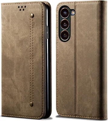 Produktbild von Galaxy S23+ Hülle, Leder Brieftasche Flip Bookstyle Schutzhülle mit Standfunktion für Samsung Galaxy S23+ Khaki