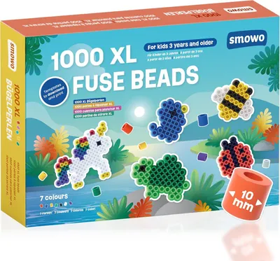 Imagen del producto de Perlas para planchar de 10 mm, 1000 unidades, 7 colores, perlas adhesivas de gran tamaño para juegos creativos