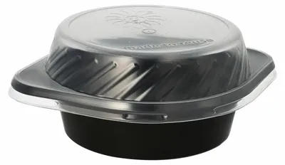 Produktbild von 60x Mehrweg Suppenschalen Suppenterrinen 500ml inkl. Deckel Ø15,6cm schwarz