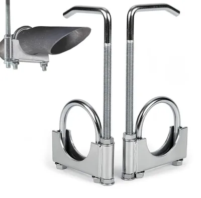 Image de 2 colliers de fixation d'échappement, colliers en U robustes pour échappement, type "sillon", en acier inoxydable, diamètre 70 mm