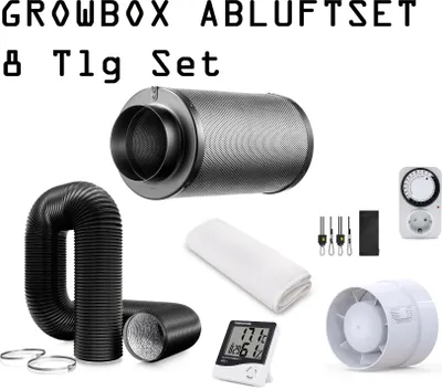 Produktbild von JUNG Aktivkohlefilter Abluft Growbox Aktivkohlefilter 100mm / 4 , Grow Box Zelt Filter, Zubehör für Gewächszelt, Pflanzenzucht, Cannabis Set Box
