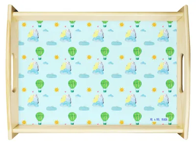 Produktbild von Mr. & Mrs. Panda Dekotablett Wellensittich Liebe - Blau - Geschenk, Tablett, Holztablett, Verknallt, Freundin, Servier, Kuscheln, Vertrauen, für bett, Frühstückstablett