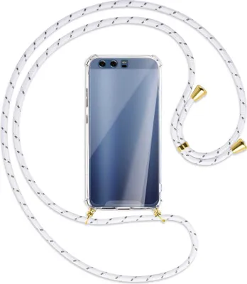 Produktbild von Handykette Backcover-Schutzhülle mit Band (Metall goldfarben) für Huawei P10 - weiß/grau