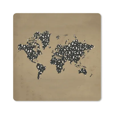 Produktbild von MuchoWow® Mauspad Mousepad Weltkarte - Zahlen - Schwarz 30x30 cm - Mousepads - Maus Mat - Pad - Mausunterlage - Gaming