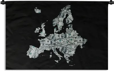 Produktbild von MuchoWow® Wandteppich Wandbehang Karte - Europa - Geld 60x40 cm Tapisserie Dekoration Wandtuch - Wanddekorationen