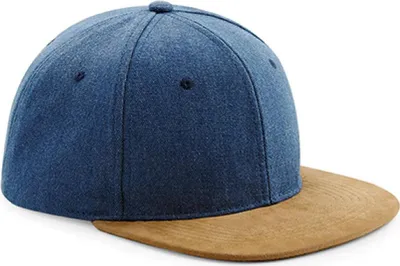Produktbild von Beechfield B668 | Suede Peak Snapback Cap / Kappe / Mütze / Hut - Farbe: Denim Blue - Größe: One Size