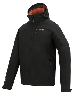 Produktbild von Regatta Arana Softshelljacke mit abnehmbarer Kapuze für Herren, Größe:M, Farbe:Schwarz