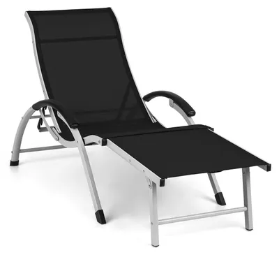 Obrázok produktu pre Blumfeldt Sunnyvale záhradné ležadlo, sklopné, 174x51 cm, PVC/polyester, čierna
