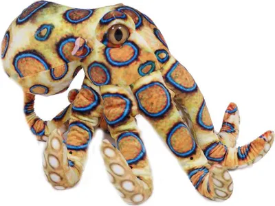 Produktbild von Plüschtier Krake 32cm, gelb blau, Kuscheltiere Stofftiere Meerestier Ozean Kraken Tintenfisch