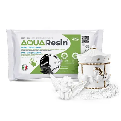 Obrázek produktu pro AQUA RESIN – Alfa-sádra 3 kg Premium | Saténový porcelánový efekt | Bezpečná, netoxická, odolná a barvitelná pro umění a DIY