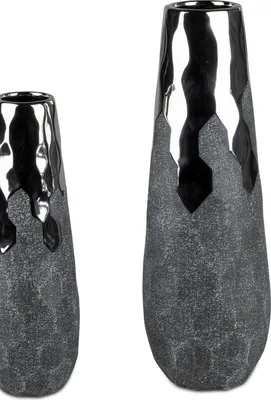 Produktbild von Deko Vase ANTHRAZIT konisch rund H. 36cm silber grau Keramik Formano