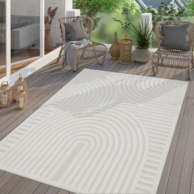Produktbild von TT Home In-& Outdoor Teppich Wetterfest Balkon Küche Wohnzimmer Boho Skandi Design Größe 120x160 cm
