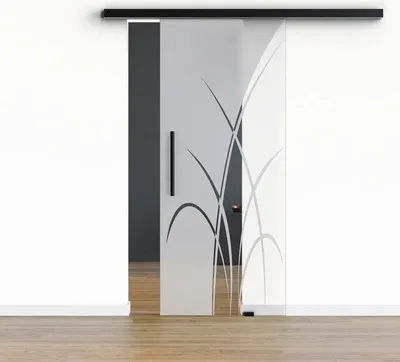 Produktbild von Pertura Glasschiebetür Komplettset Glera Green 02 1025x2175 mm Rechts inkl. Beschlag Selir Aluminium schwarz,Stangengrif