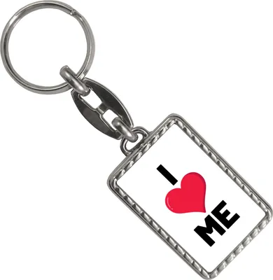 Produktbild von I love me Herz Schlüsselanhänger mit Bordüre für Selbstverliebte