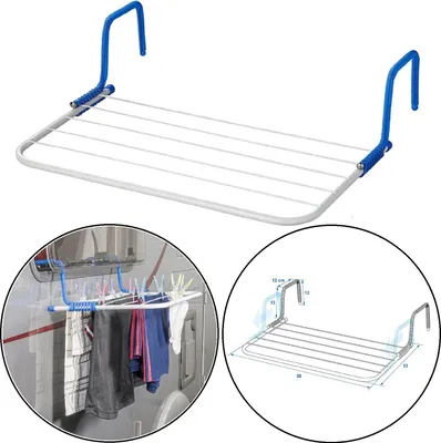 Produktbild von Wäscheständer faltbar 3 m Leinenlänge – kompakter Wäschetrockner aus Stahl & PP – ideal für Camping, Balkon & Wohnmobil – Größe 50 × 33 cm
