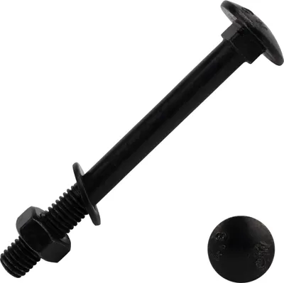 Produktbild von Schlossschrauben mit Mutter und Scheibe verzinkt schwarz M8 x 80 mm - pro 25 Stück