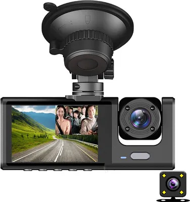 Zdjęcie produktu dla AIORBER 2-calowa samochodowa kamera samochodowa z trzema kamerami do pełnego nadzoru pojazdów 1080p HD z funkcją noktowizora, czarna