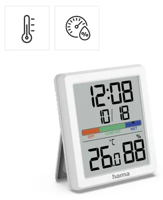 Produktbild von Hama 00185892, Elektronisches Umgebungsthermometer, Drinnen, °C, Digital, Weiß, Kunststoff