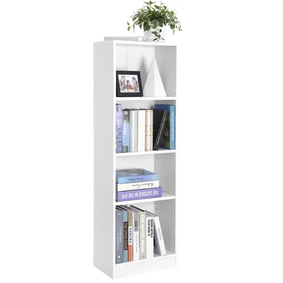 Obrázok produktu pre VASAGLE Regál so 4 priehradkami biely Drevený regál 121,5 cm nastaviteľné police Regál na spisy LBC104W